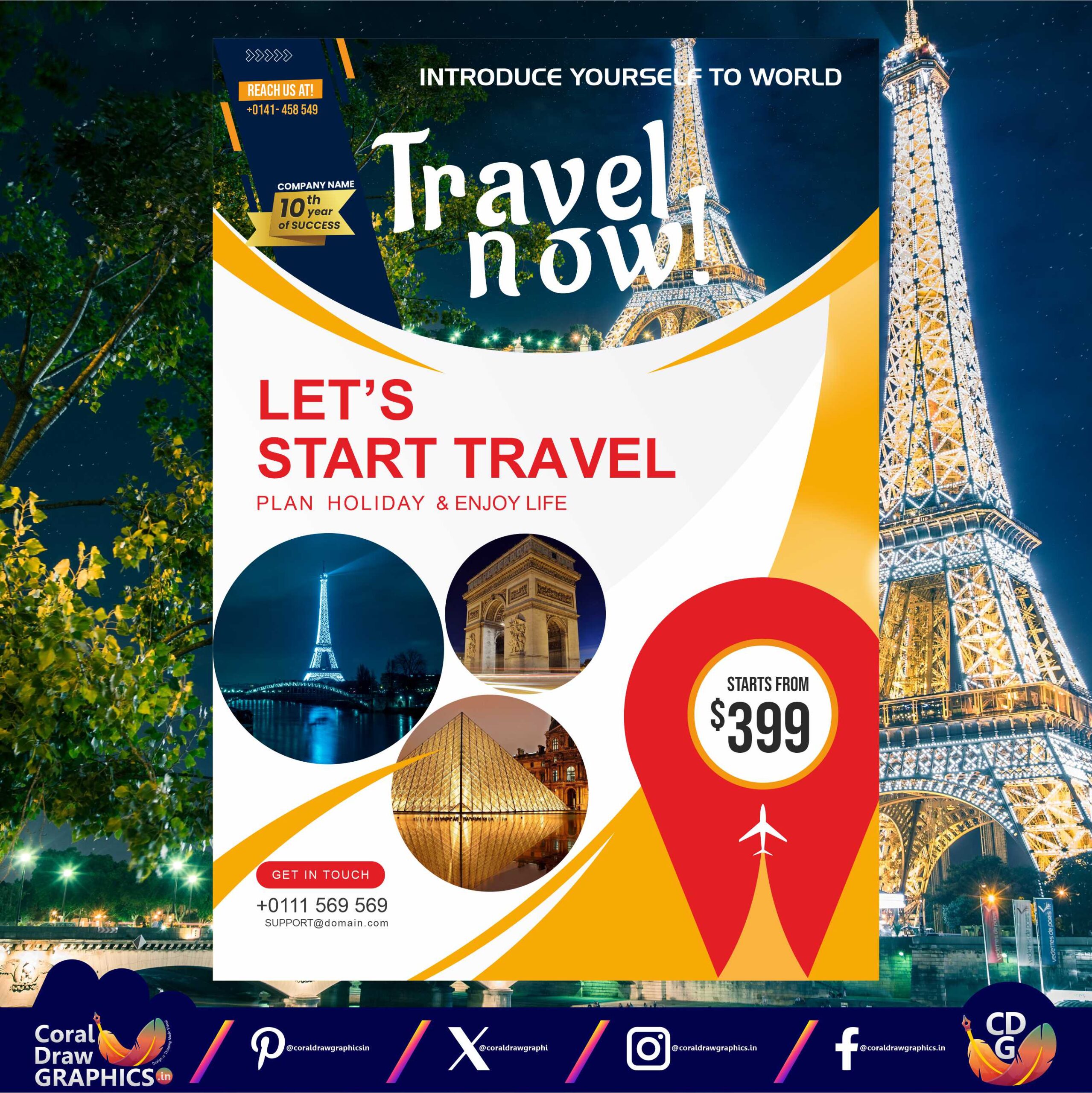 Abstract Flyer for Travel Tour Offer Template