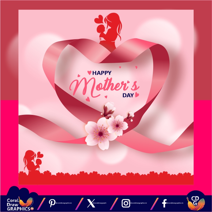 Ribbon Heart shape Mothers Day Greeting