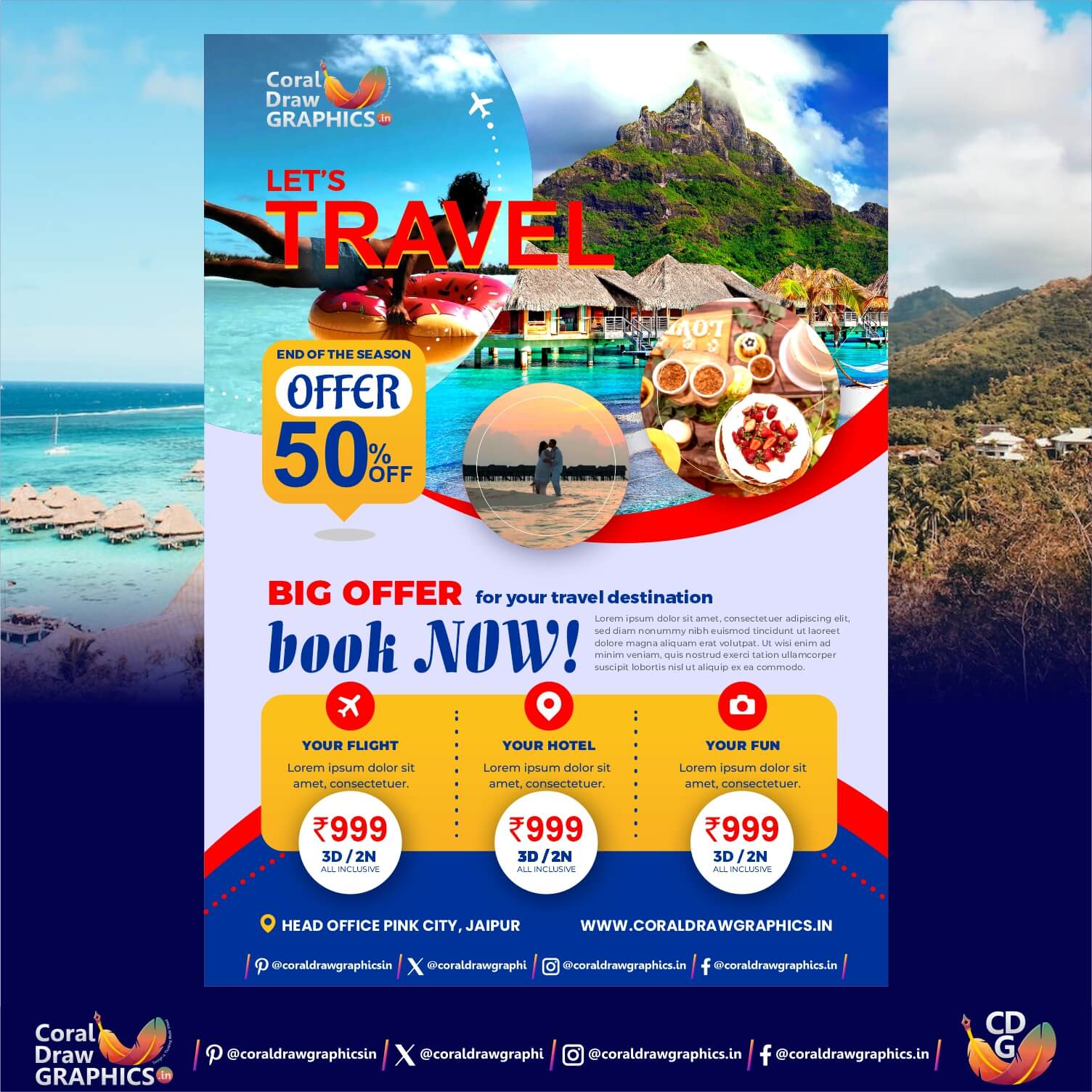 Abstract Travel Sale Flyer Template, Vector Free