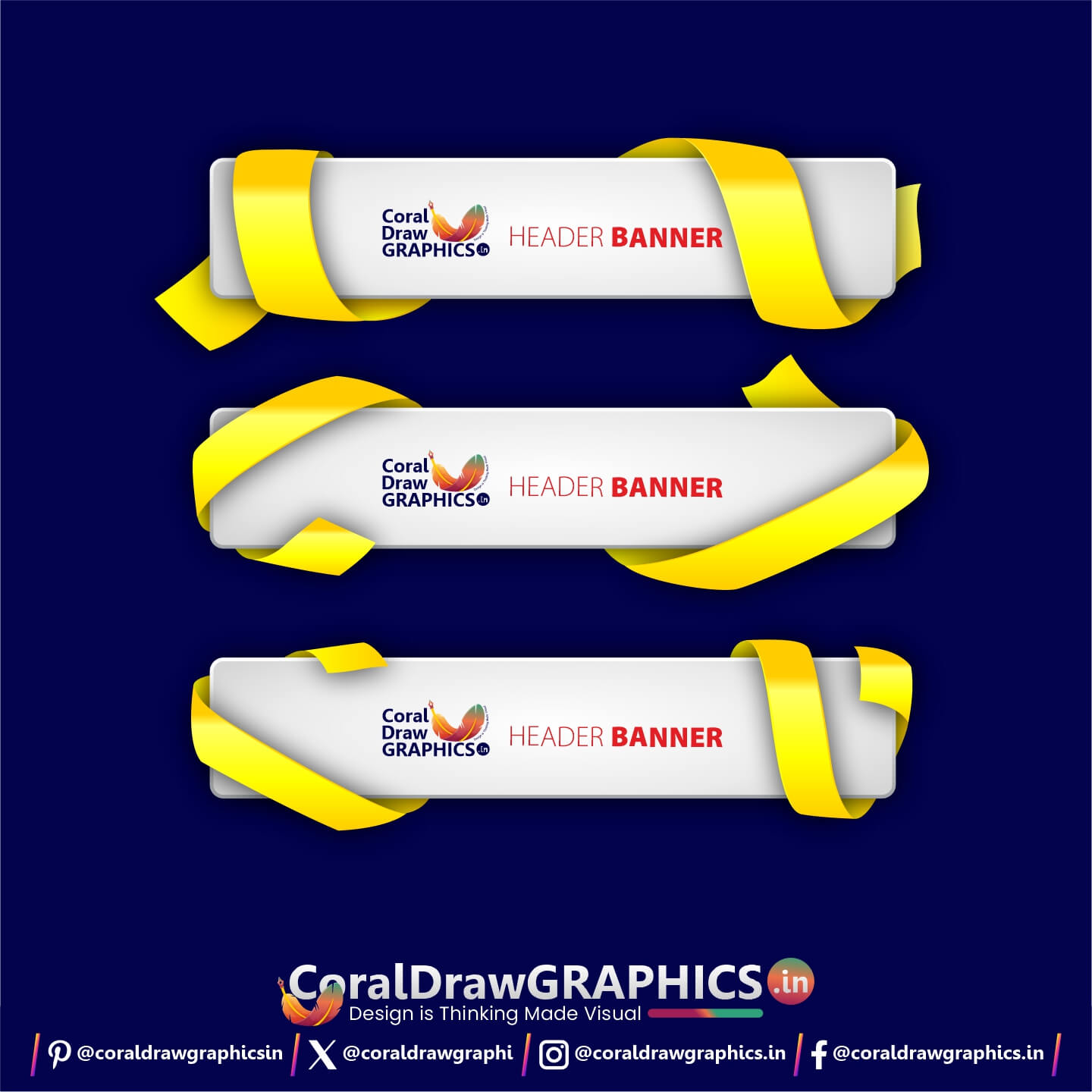 Creative Header Banner Sets with Ribbons Design
