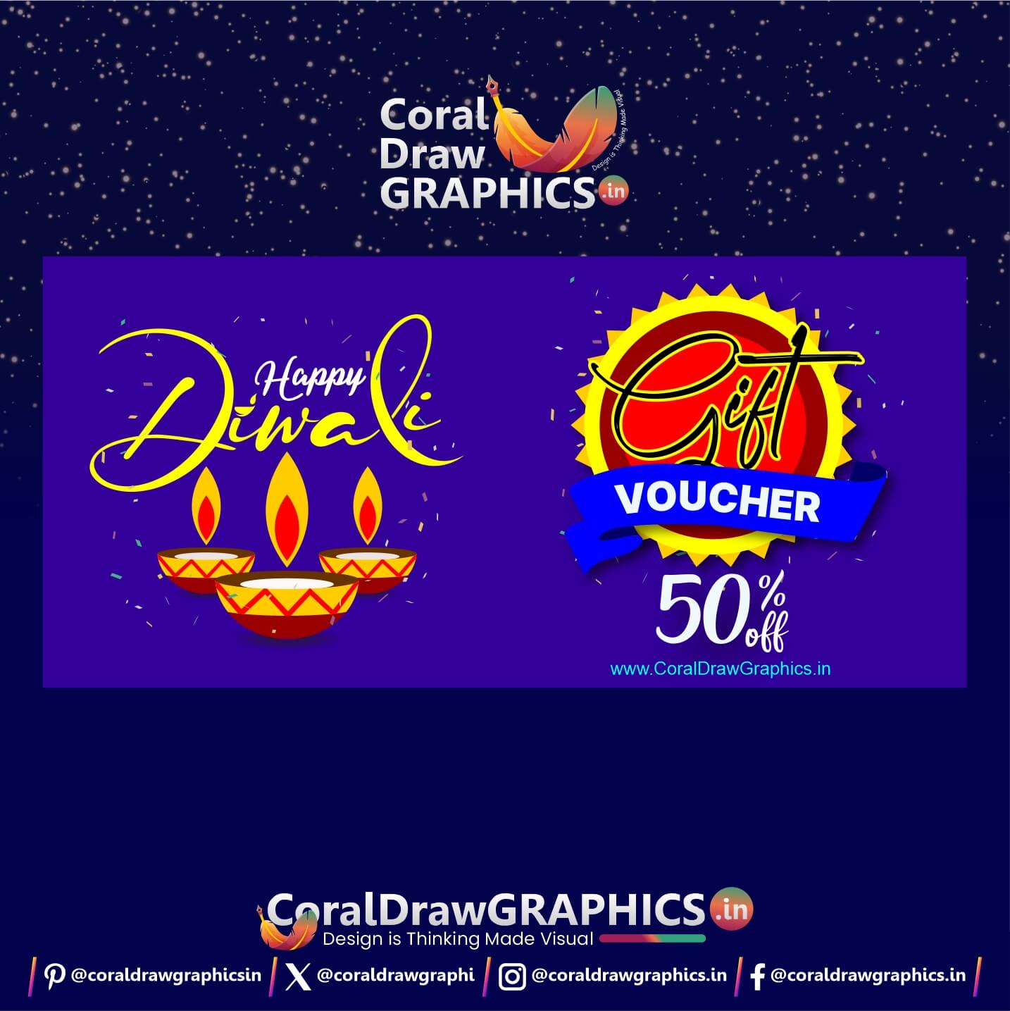 Diwali Vouchers 50% Off templates