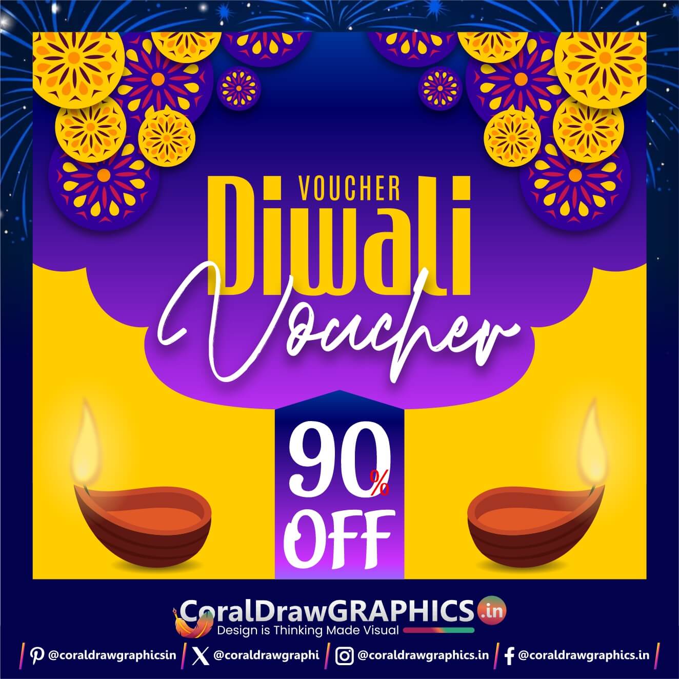 Diwali Vouchers 90% Off templates collection elegant modern traditional elements