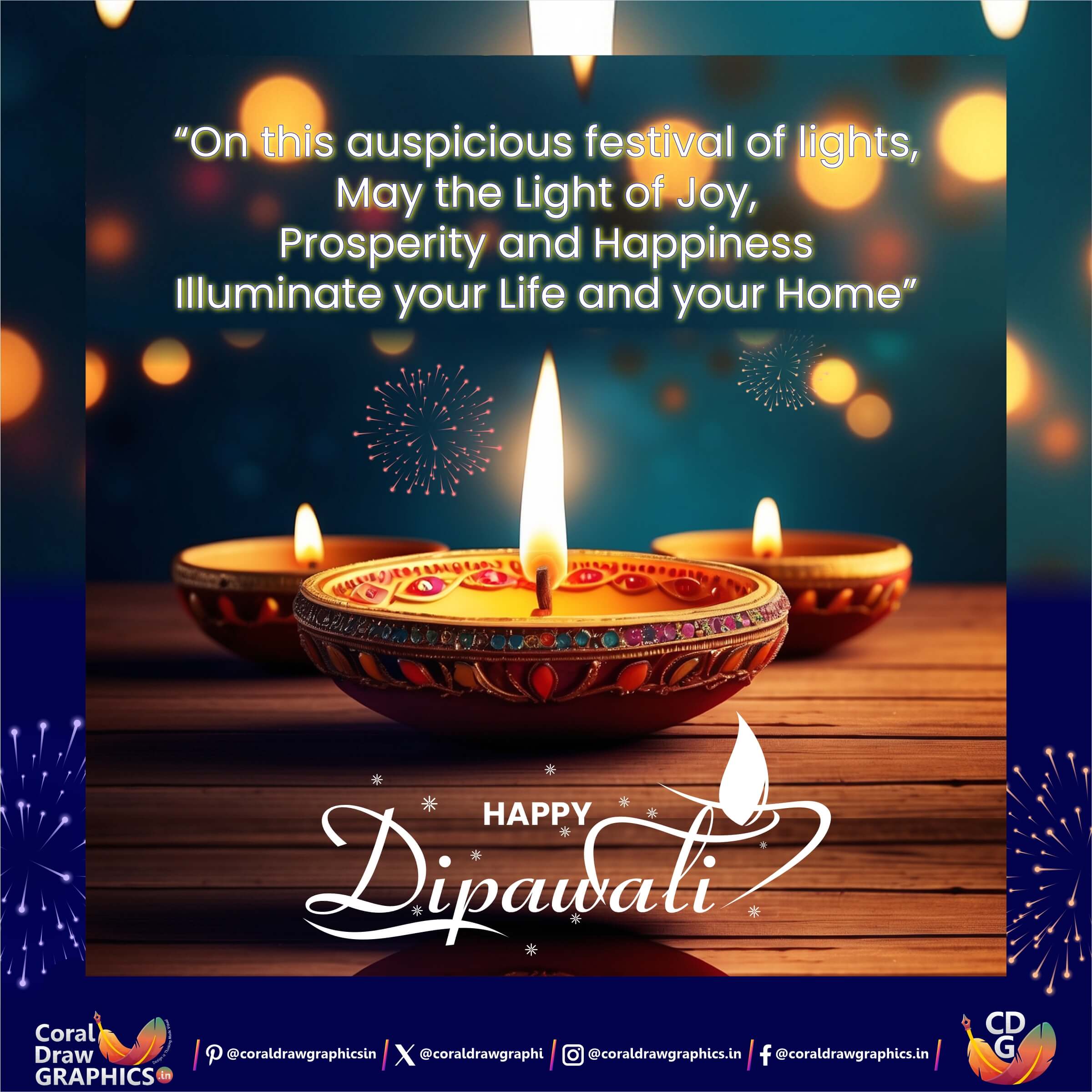 Happy Diwali Celebration wishing Fee Vector social media creative