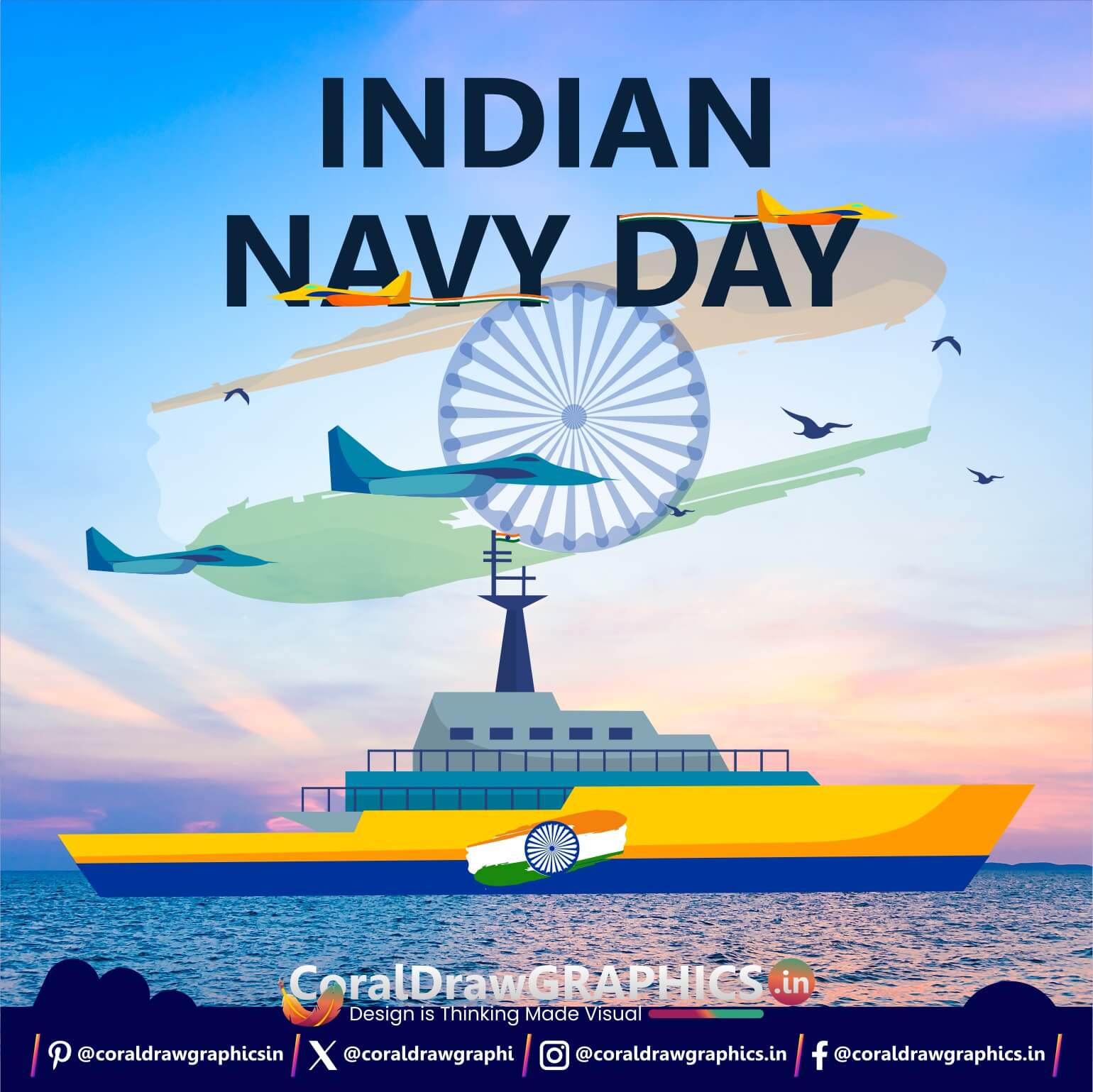 Indian Navy Day, Editable, Social Post Creative, Free Download