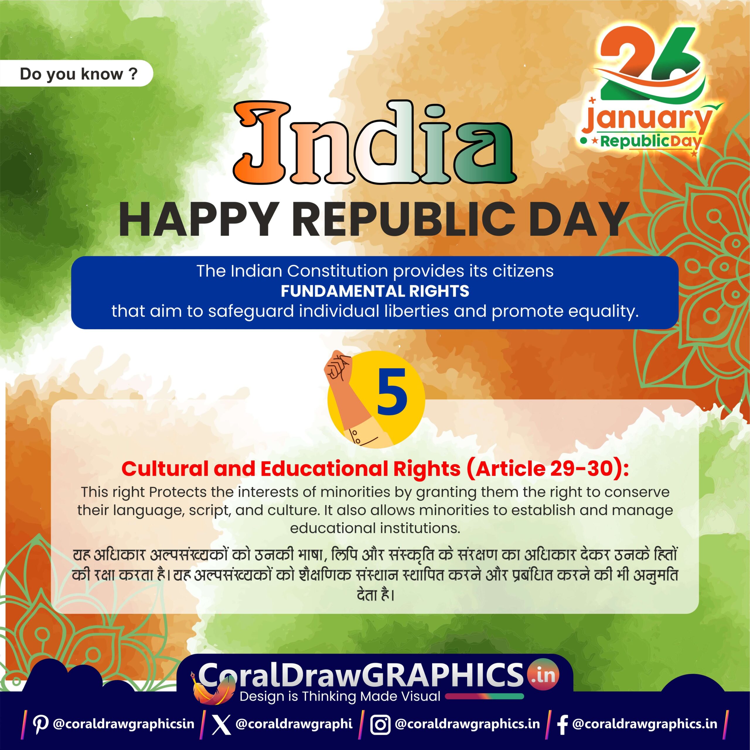 5. Cultural and Educational Rights (Article 29-30) Indian Republic Day Celebrated
