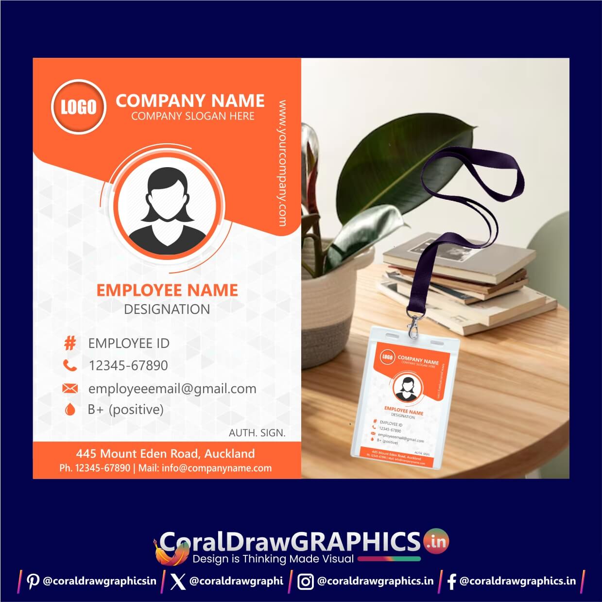 #IDCardDesign, #FlatDesign, #OrangeTheme, #AbstractDesign, #SingleSideID, #MinimalistDesign, #GraphicDesign, #CreativeDesign, #BusinessCard, #ModernDesign