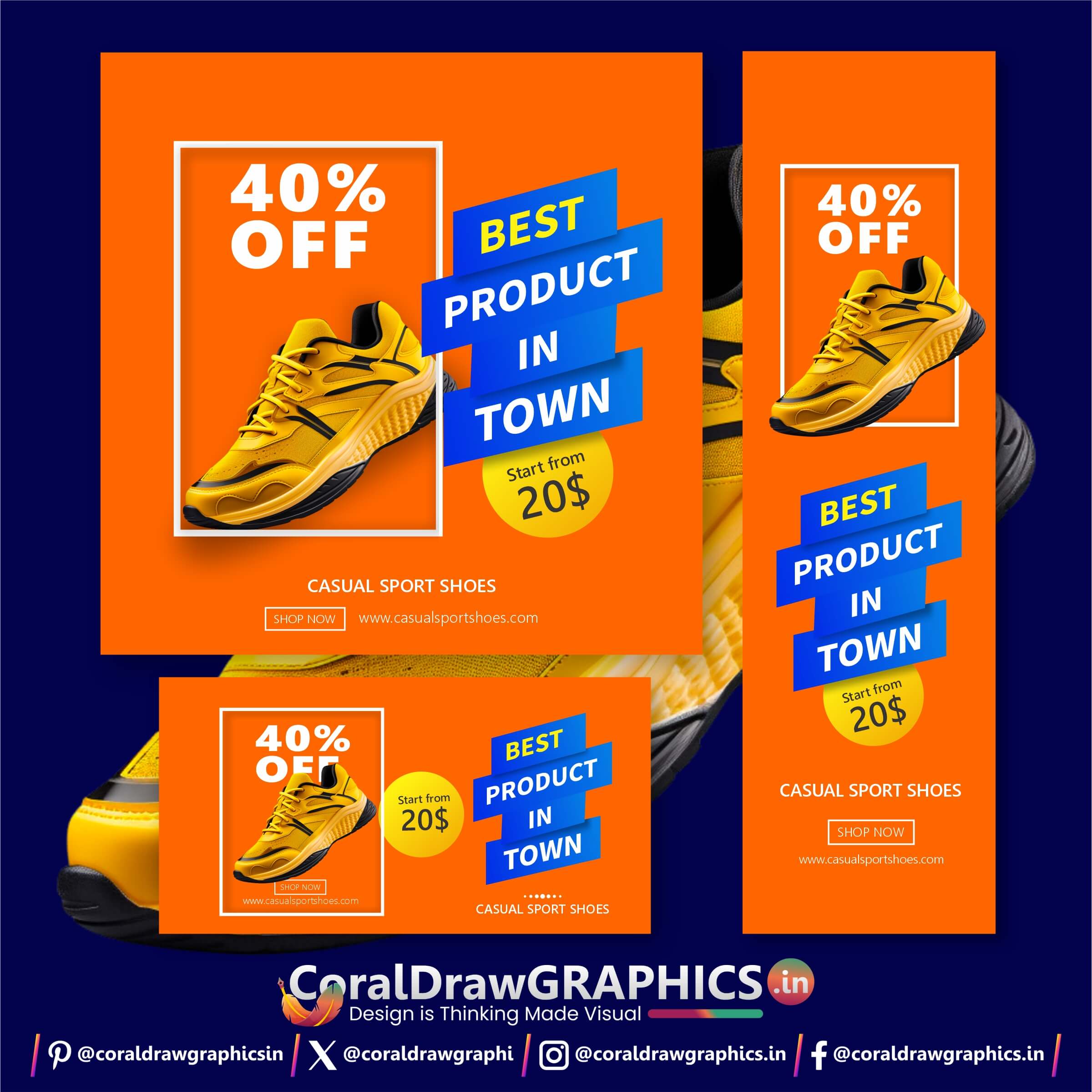 #FootwearSale, #ShoeCollection, #OrangeAndBlue, #SaleTemplates, #FootwearDesign, #FashionSale, #ShoeSale, #MarketingTemplates, #SeasonalSale, #StylishFootwear